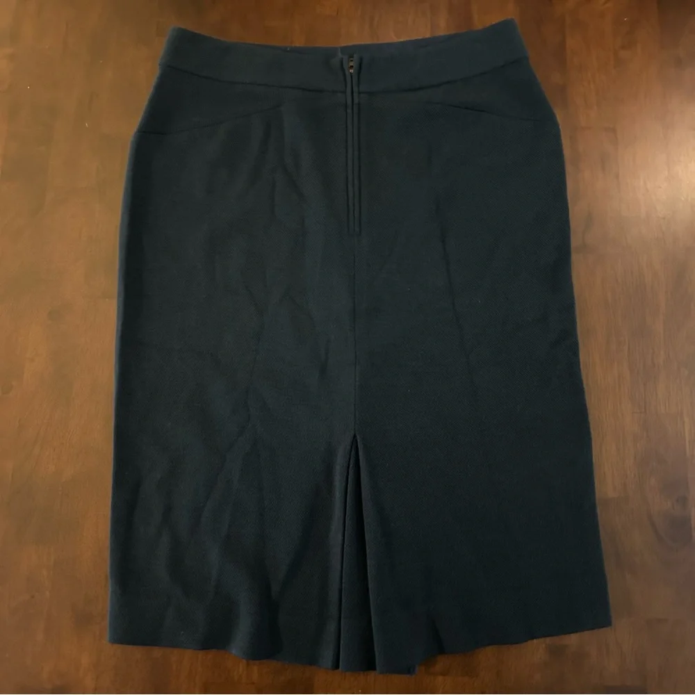 Diane von Furstenberg Martine Navy Blue Wool Blend Pencil Skirt Size 12 - Picture 2 of 10